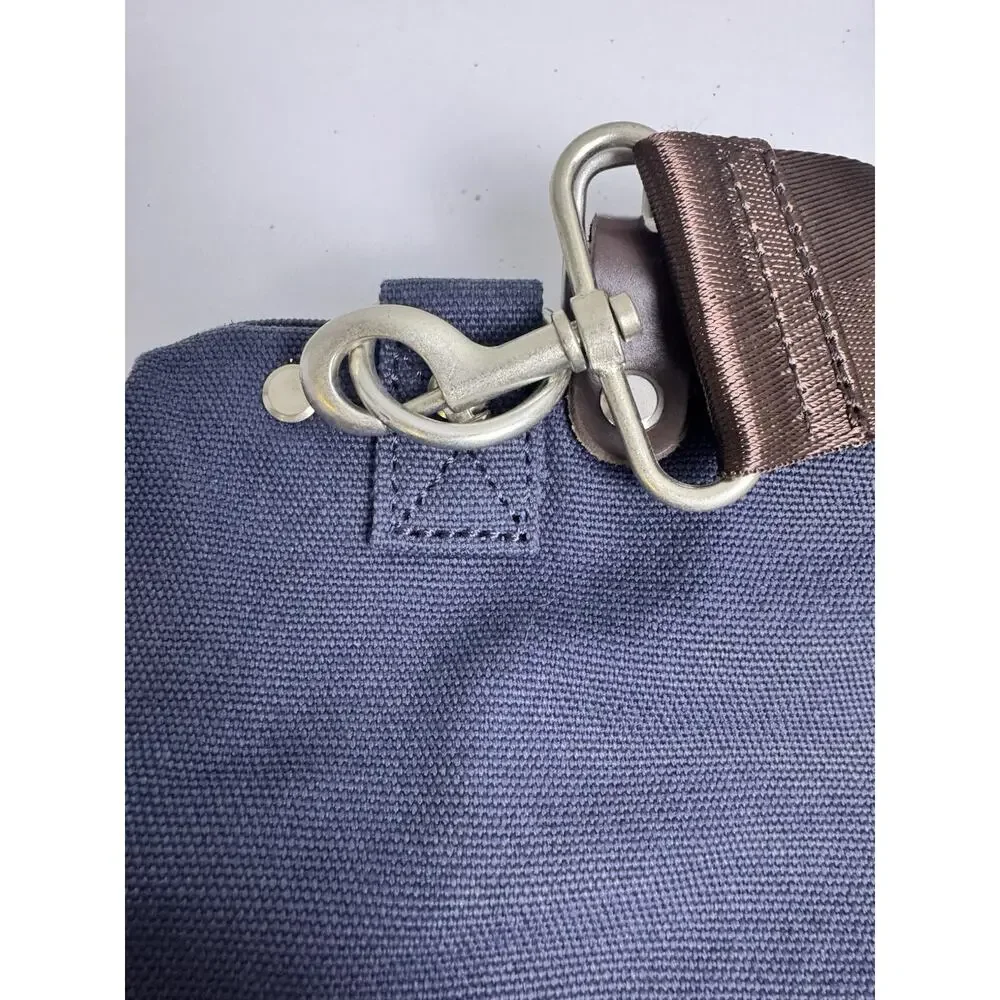 Line of Trade Canvas Weekender Bag Blue Brown Leather Trim No. 0312
